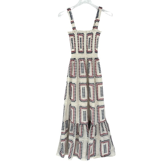 Hill House Anjuli Red, White and Blue Eyelet Maxi Dress - Picture 5 of 12